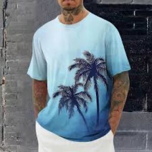 Palm Tree Print Blue T-Shirt (T)
